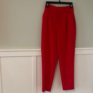 Zara Red Ankle Cropped Pants